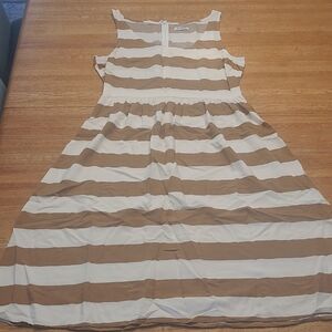 Old Navy Tan and White Striped Sun Dress